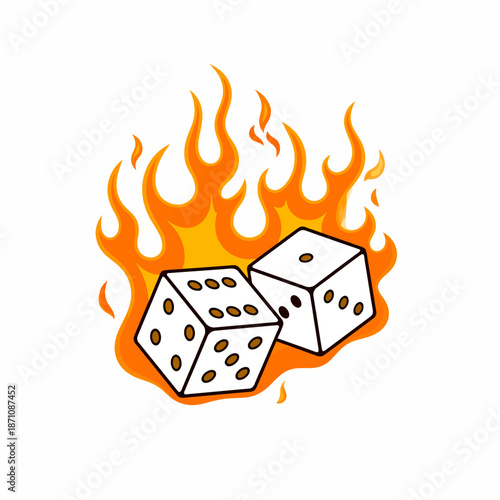 Flaming Dice Illustration - Risky Gamble Concept