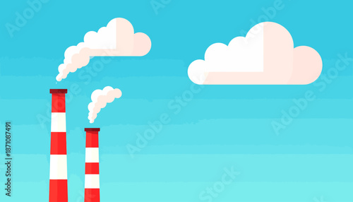 Air pollution concept illustration with factory pipes