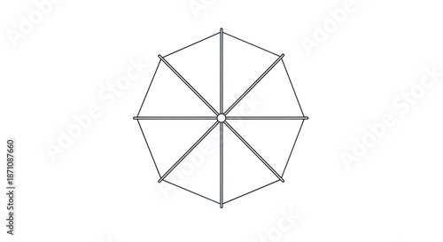 Simple Geometric Octagon Shape with Radial Spokes and Central Point.