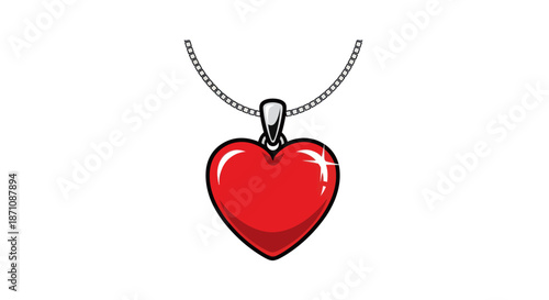 Vibrant Red Heart Pendant Necklace with Silver Chain.