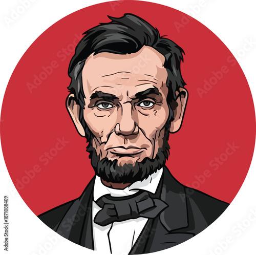 Portrait of Abraham Lincoln in a Red Circle.