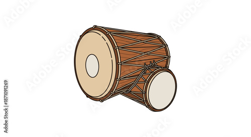 Traditional Wooden Drums of Varying Sizes.