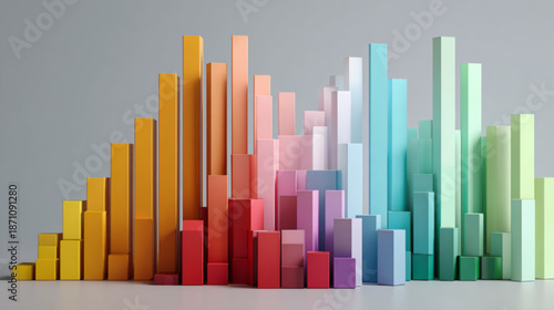 Colorful 3D Bar Graph Chart.