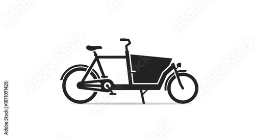Black silhouette of a modern cargo bike with a front box.