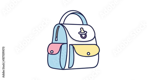 Adorable cartoon baby diaper bag with pacifier charm.