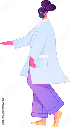 Doctor Character Professional Pose Medical Diagnosis Consultation Gradient Flat Vector Illustration Health Service Pose Asset

