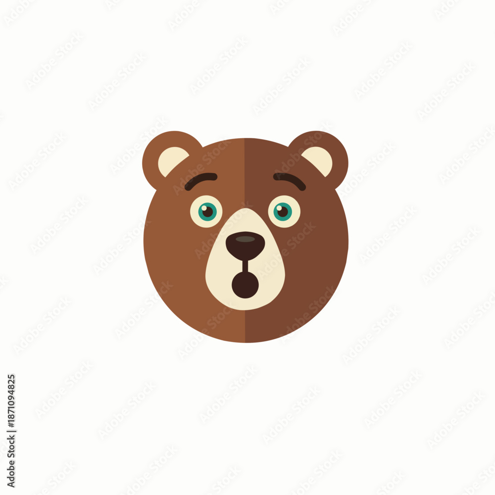 Fototapeta premium Surprised bear expression vector logo 