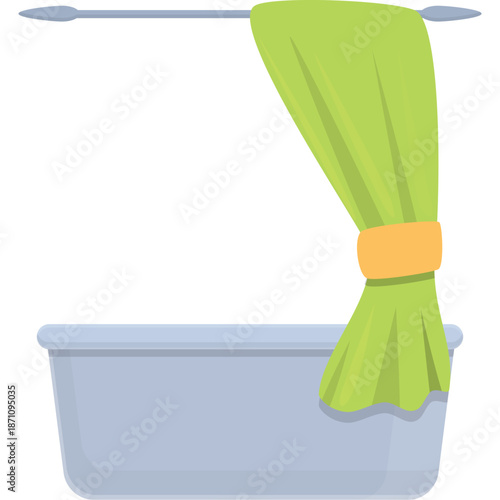 Bathtub with green curtain