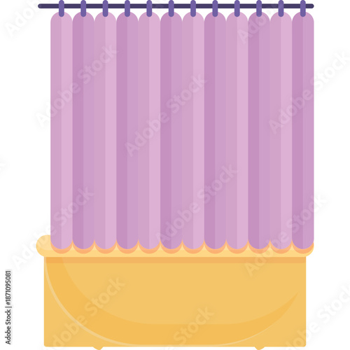 Bathtub with Purple Shower Curtain