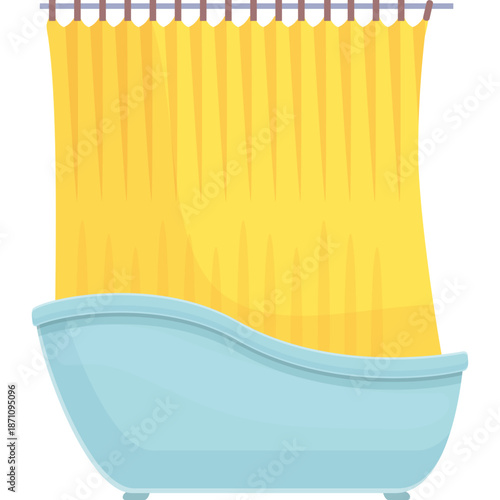 Bathtub with Yellow Shower Curtain