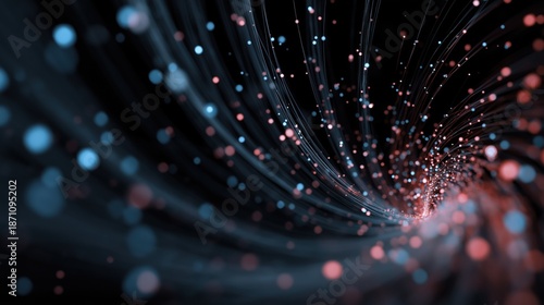 Quantum Computing Concept with Abstract Futuristic Particles