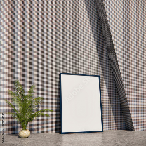 Parete e pavimento colorati con quadro sfondo bianco