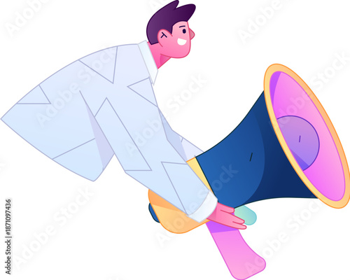Character receiving notification messages, action poses, vector flat gradient illustration
