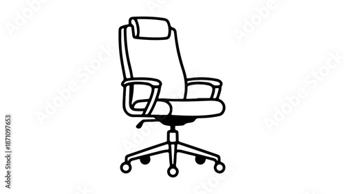 simple black office chair vector illustration on white background