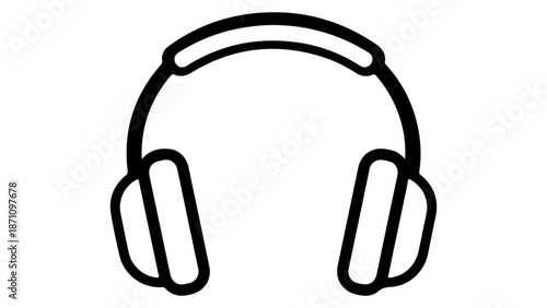 simple black and white headphones shape on white background