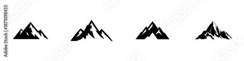 Different mountain shapes with varying styles in black design on a