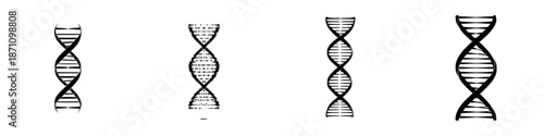 Different DNA strand designs showing varying patterns and styles in