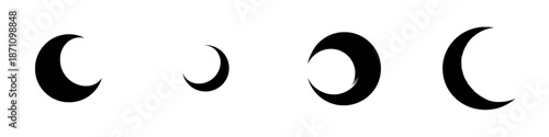 Different shapes of crescents shown in a series on a clean