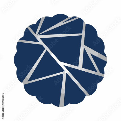 Abstract Geometric Dark Blue Scalloped Circle Design Element