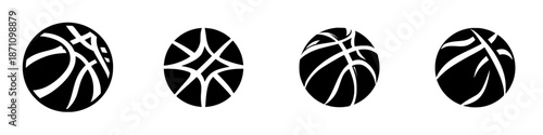 Different basketball patterns and designs shown in black and white