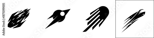 Shapes representing movement and speed in black and white design