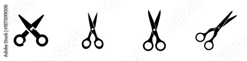 Scissors in various styles displayed on a simple background for