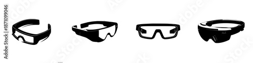 Different types of glasses on display in a row showing various