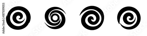 Swirl patterns in black and white with variations in design and