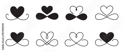 Set of hand holding heart icon vector for charity donation and love symbol isolated on white background