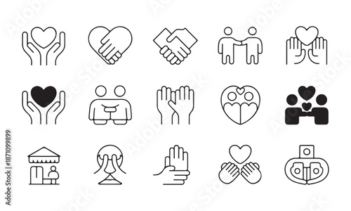 Hand drawn heart shapes collection in various artistic styles for romantic design and love concept