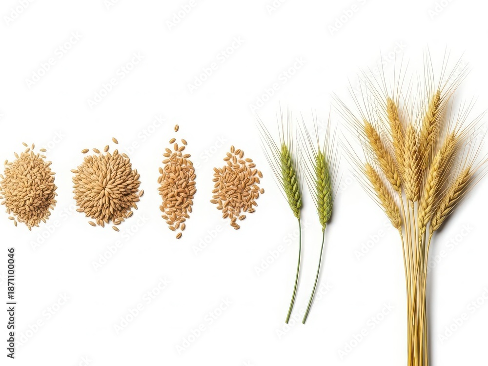 Fototapeta premium Wheat grain development stages from plant to harvest