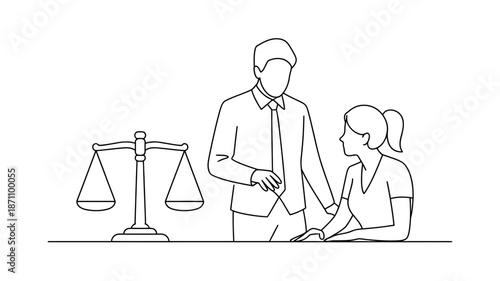 Legal consultation session between a lawyer and client discussing matters of justice