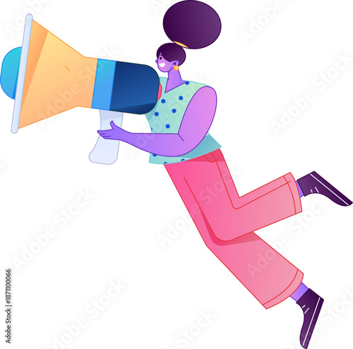 Character receiving notification messages, action poses, vector flat gradient illustration
