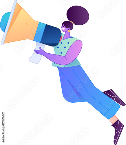 Character receiving notification messages, action poses, vector flat gradient illustration
