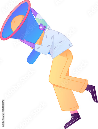 Character receiving notification messages, action poses, vector flat gradient illustration
