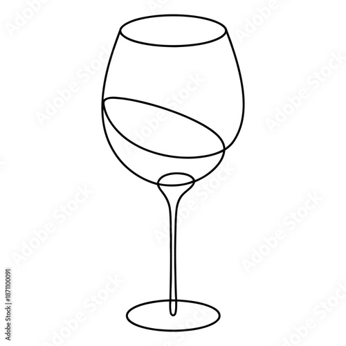 Minimalist Wine Glass One Line Art Continuous Stroke Illustration