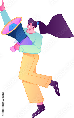 Character receiving notification messages, action poses, vector flat gradient illustration
