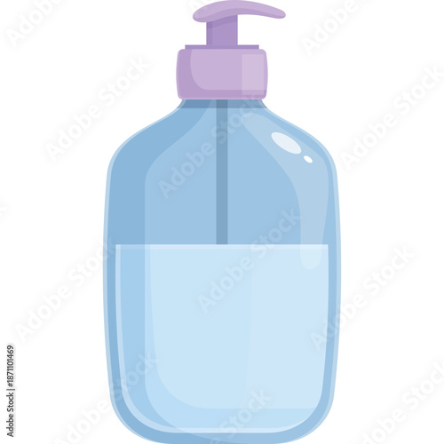 Blue dispenser bottle with purple pump