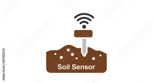 Wireless Soil Sensor Icon for Smart Agriculture Monitoring.