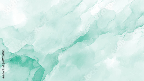 Mint green watercolour texture with soft white and green hues and abstract shapes artistic background