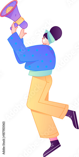 Character receiving notification messages, action poses, vector flat gradient illustration
