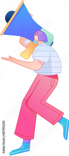 Character receiving notification messages, action poses, vector flat gradient illustration
