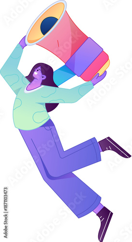 Character receiving notification messages, action poses, vector flat gradient illustration
