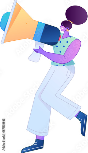 Character receiving notification messages, action poses, vector flat gradient illustration
