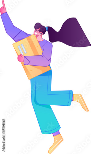 Character receiving notification messages, action poses, vector flat gradient illustration
