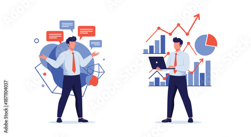 Male professional analyzing business data with charts and graphs while working on his laptop computer in a clean office.