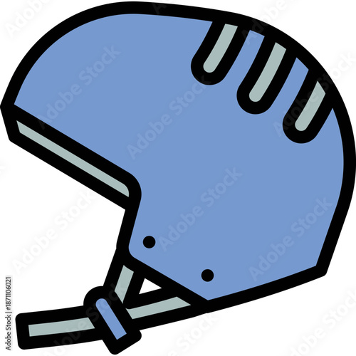 Blue sports helmet with vents and straps