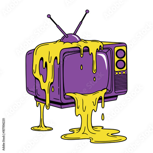 Liquid Style Melting Old TV Pop Art Graphic
