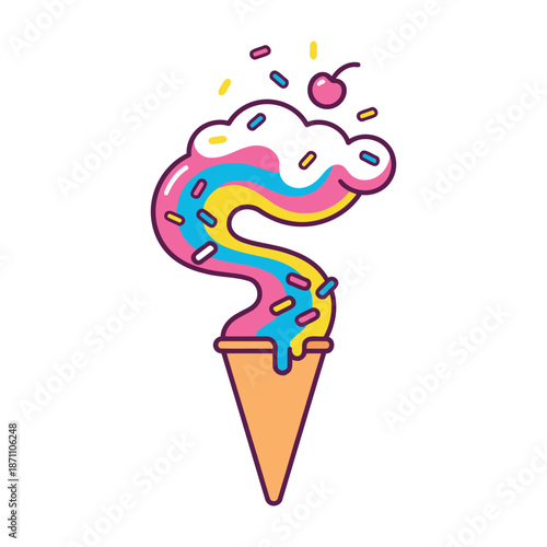 Surreal Anti Gravity Ice Cream Cone Flowing Upwards