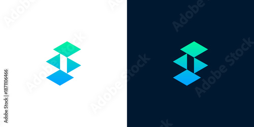 Abstract geometric shapes forming a modern digital logo, a sleek and innovative brand identity symbol